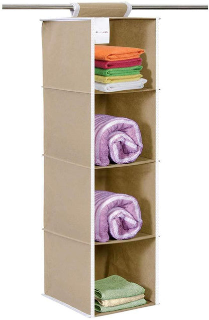 Hanging Cloth Wardrobe Organizer – 4 Shelves Storage Unit