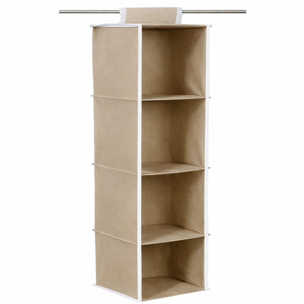 Hanging Cloth Wardrobe Organizer – 4 Shelves Storage Unit